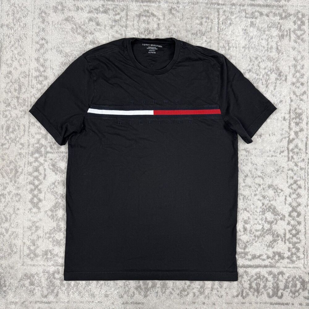 Tommy Hilfiger Men’s T-Shirt Short Sleeve Black Classix Casual Wear Size XL